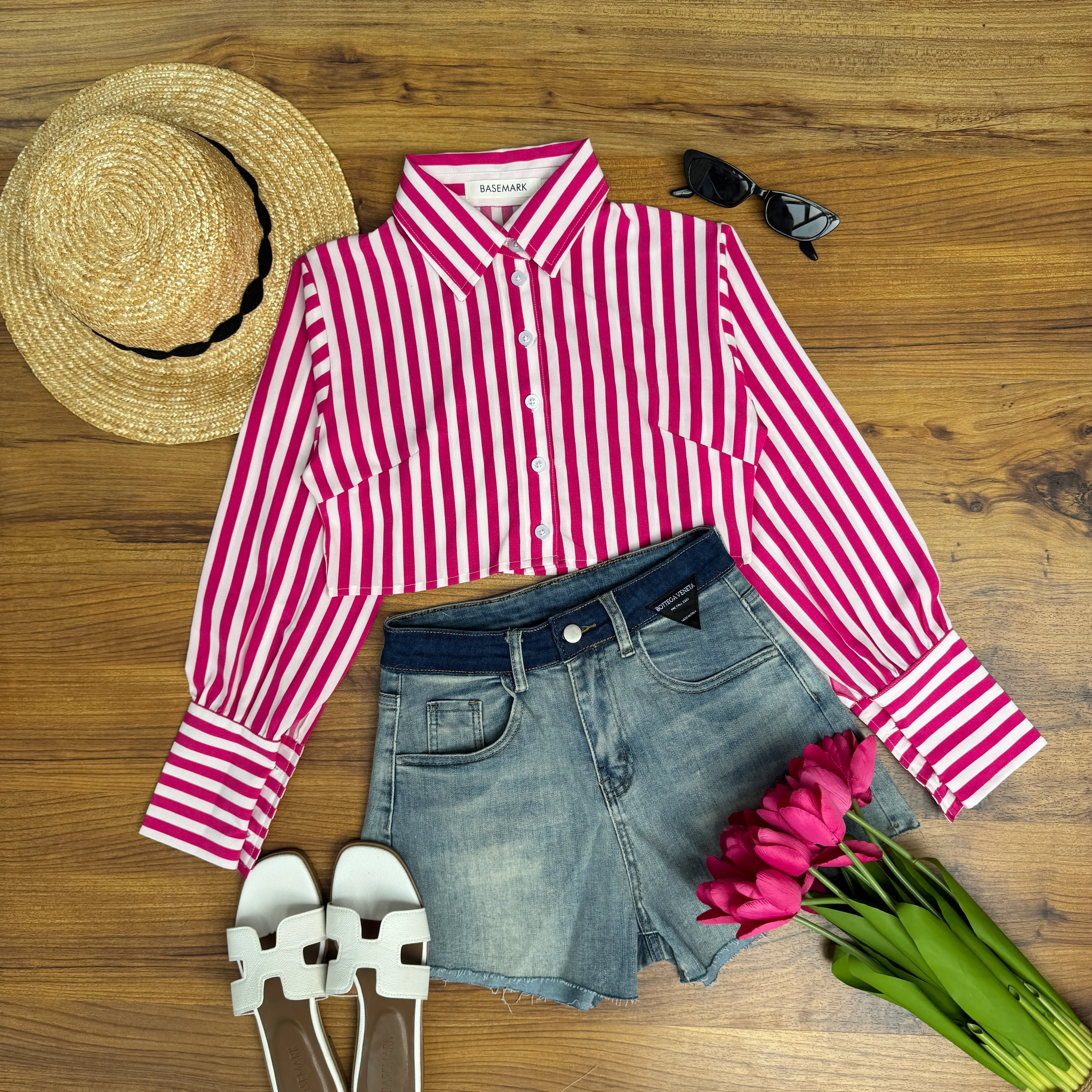 HB25-11 Stripe Crop Shirt
