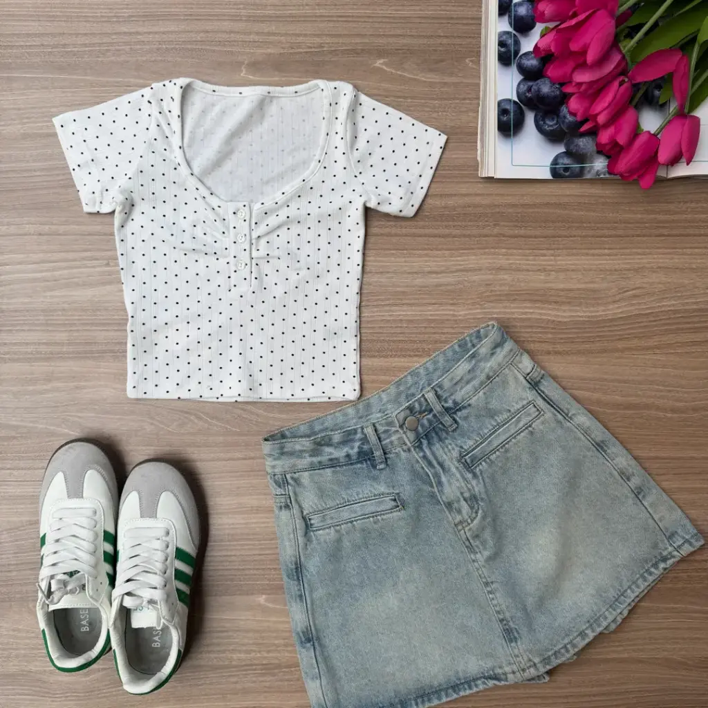 1.7007 BMO SS25-24 POLKA HENLEY TOP (WHITE, S)