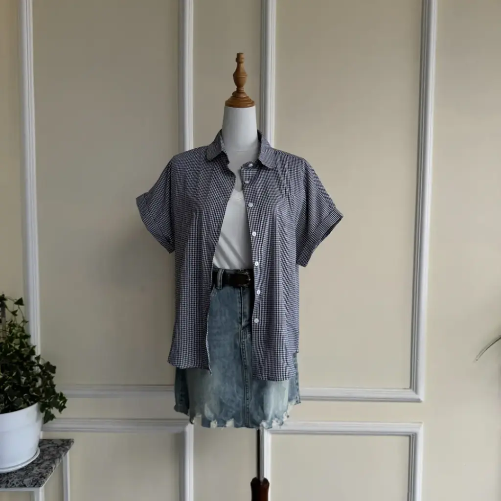 3.28285 BMO SS25-38 CHECKERED SHIRT (BLUE, M)