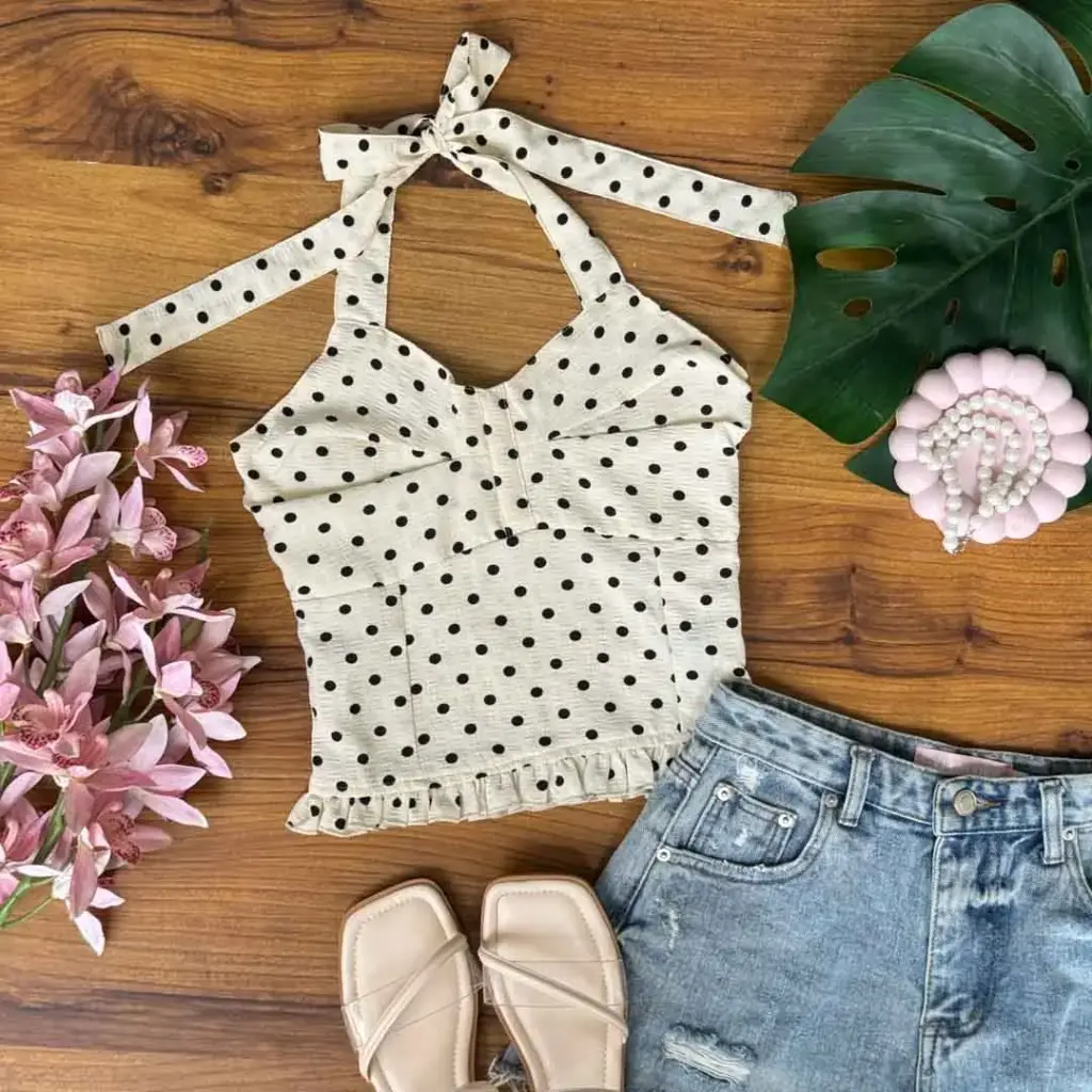 HB SS25-225 POLKA HALTER TOP