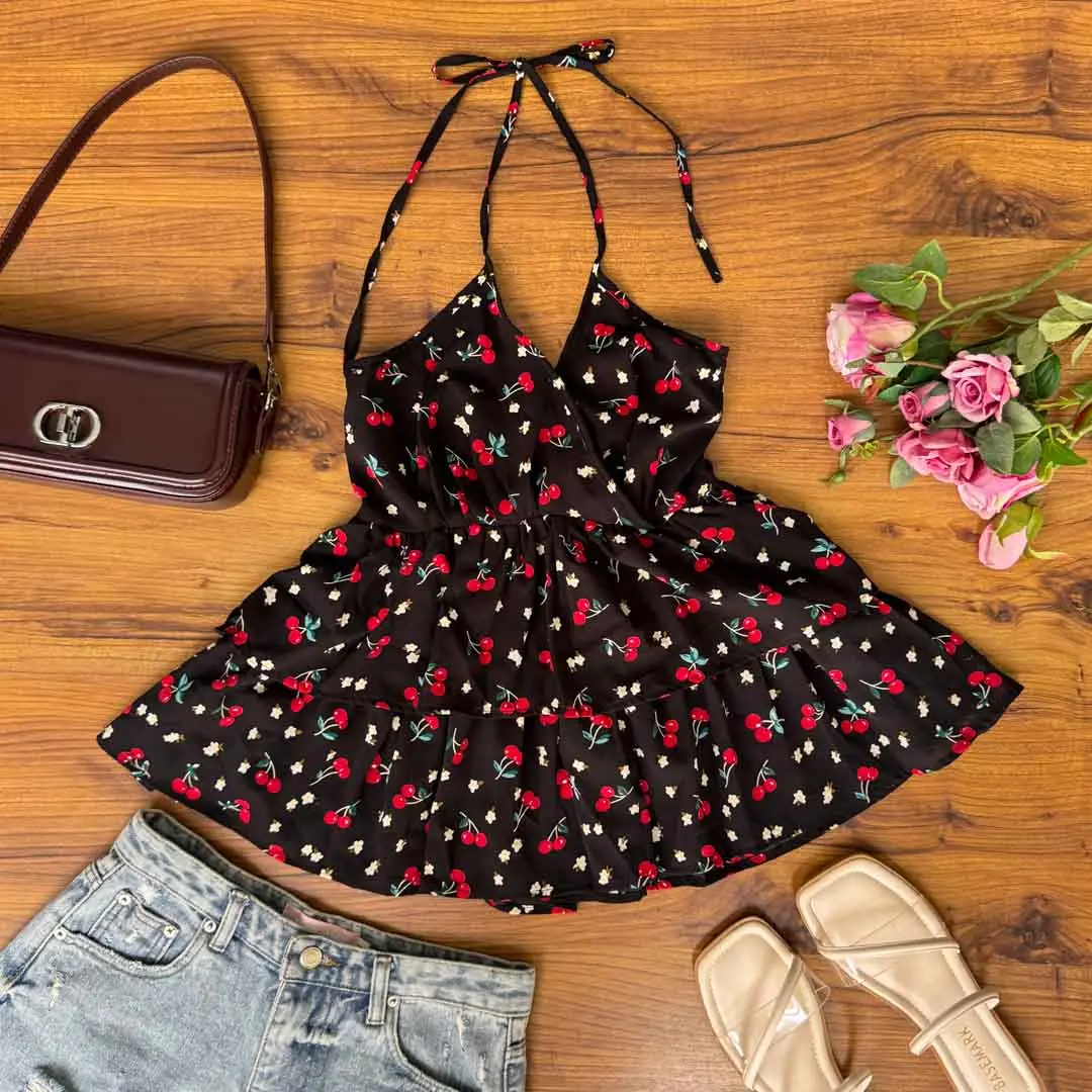 HB SS25-221 CHERRY TIERED TOP