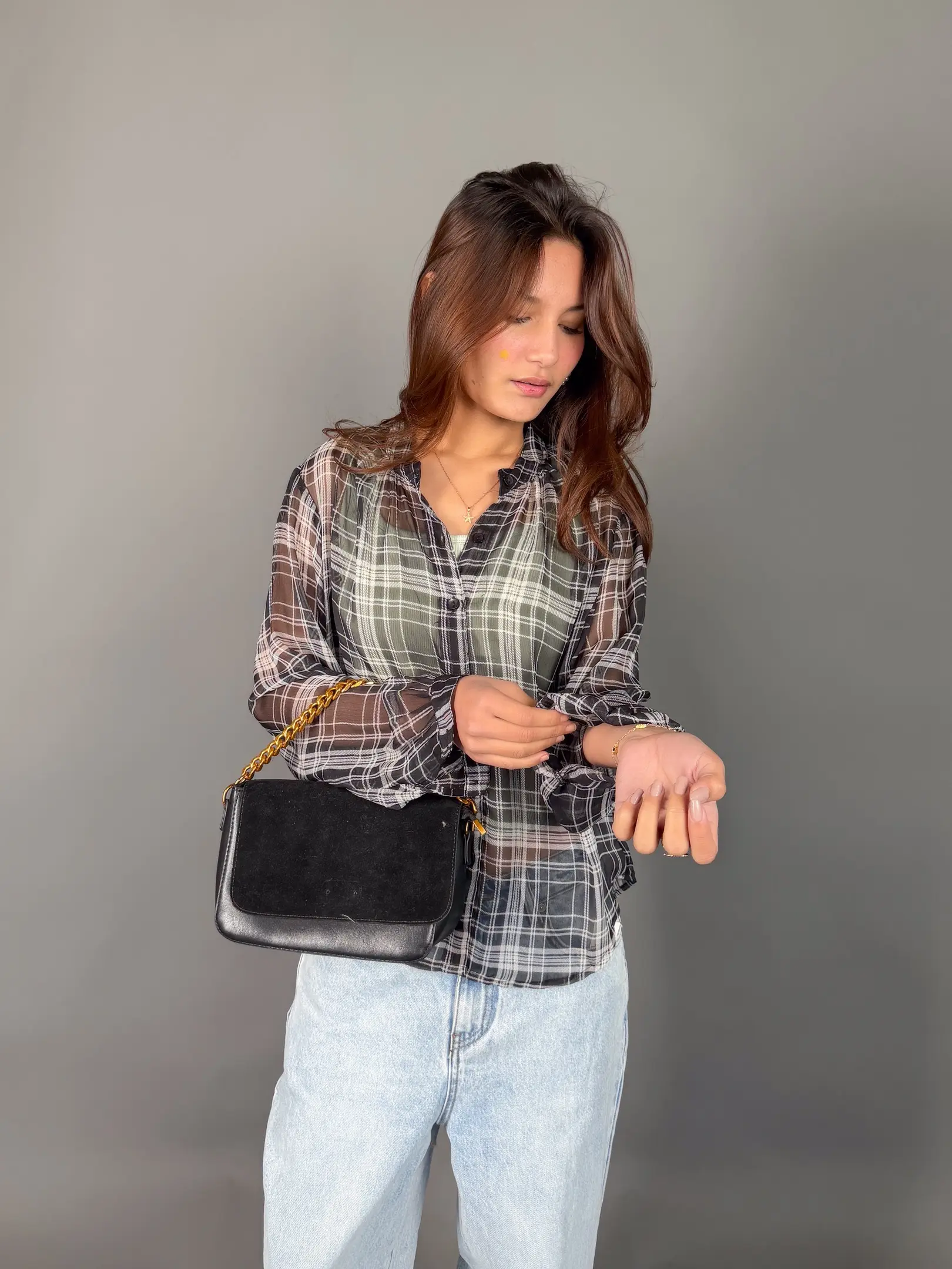 HB SS25-182 SHEER CHECKERED SHIRT