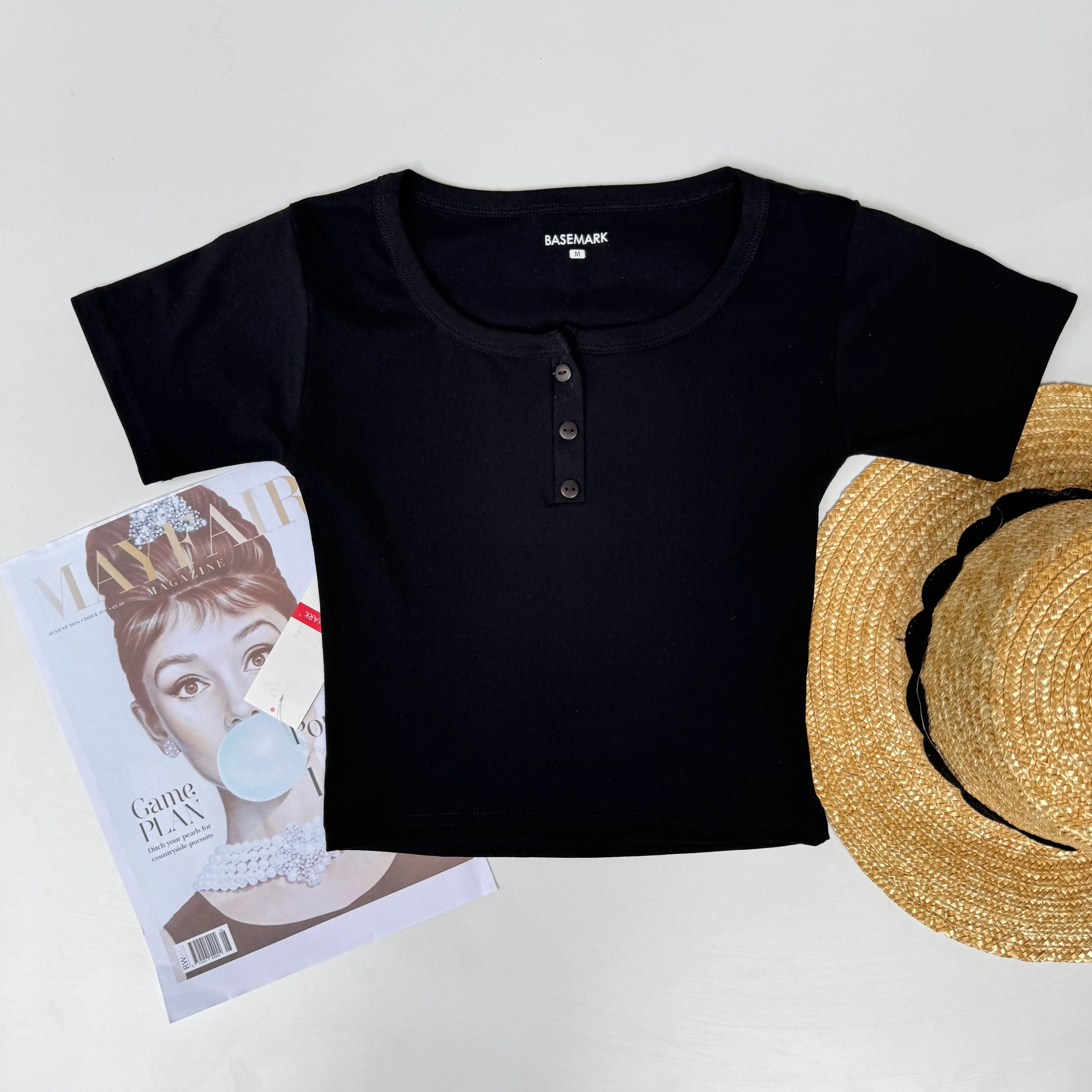 HB SS25-210 HENLEY CROP TEE