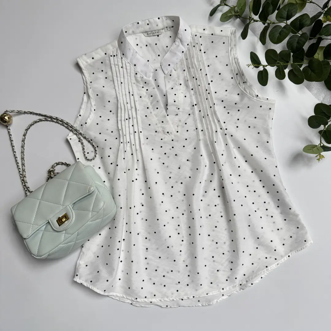 HB SS25-239 PLEATED POLKA TOP