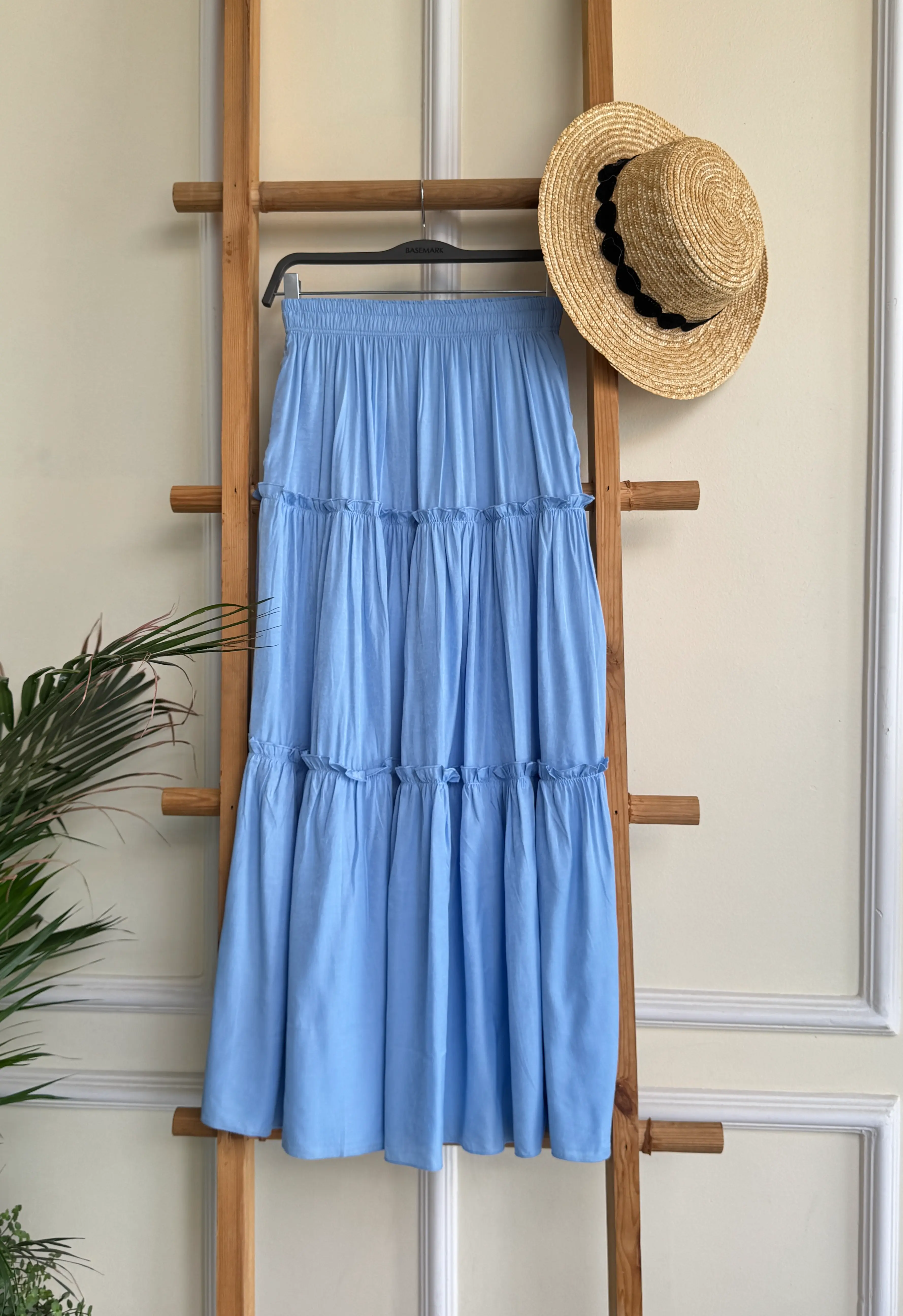 HB SS25-292 TIERED RUFFLE MAXI SKIRT