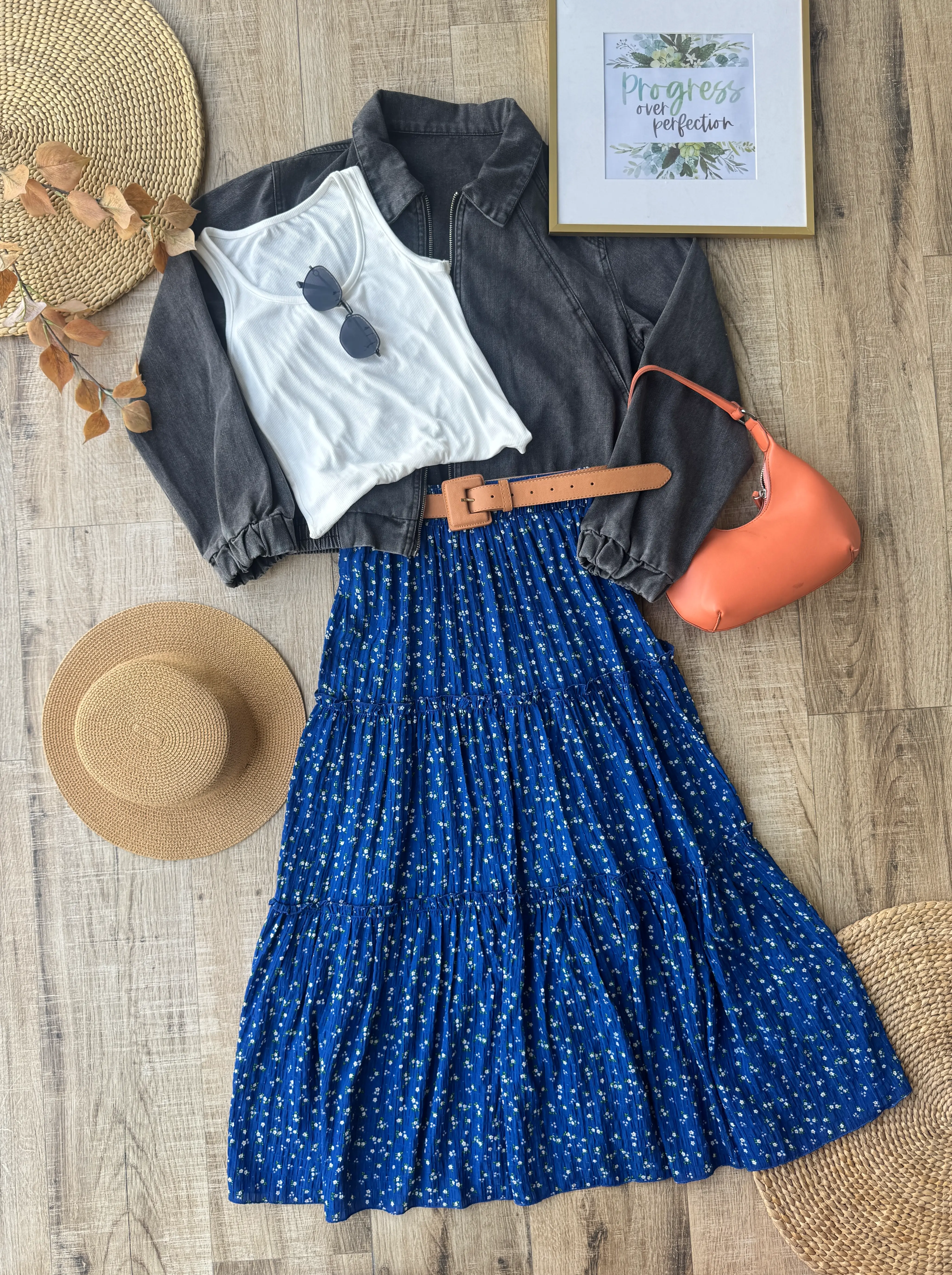 HB SS25-393 PRINTED TIERED MAXI SKIRT