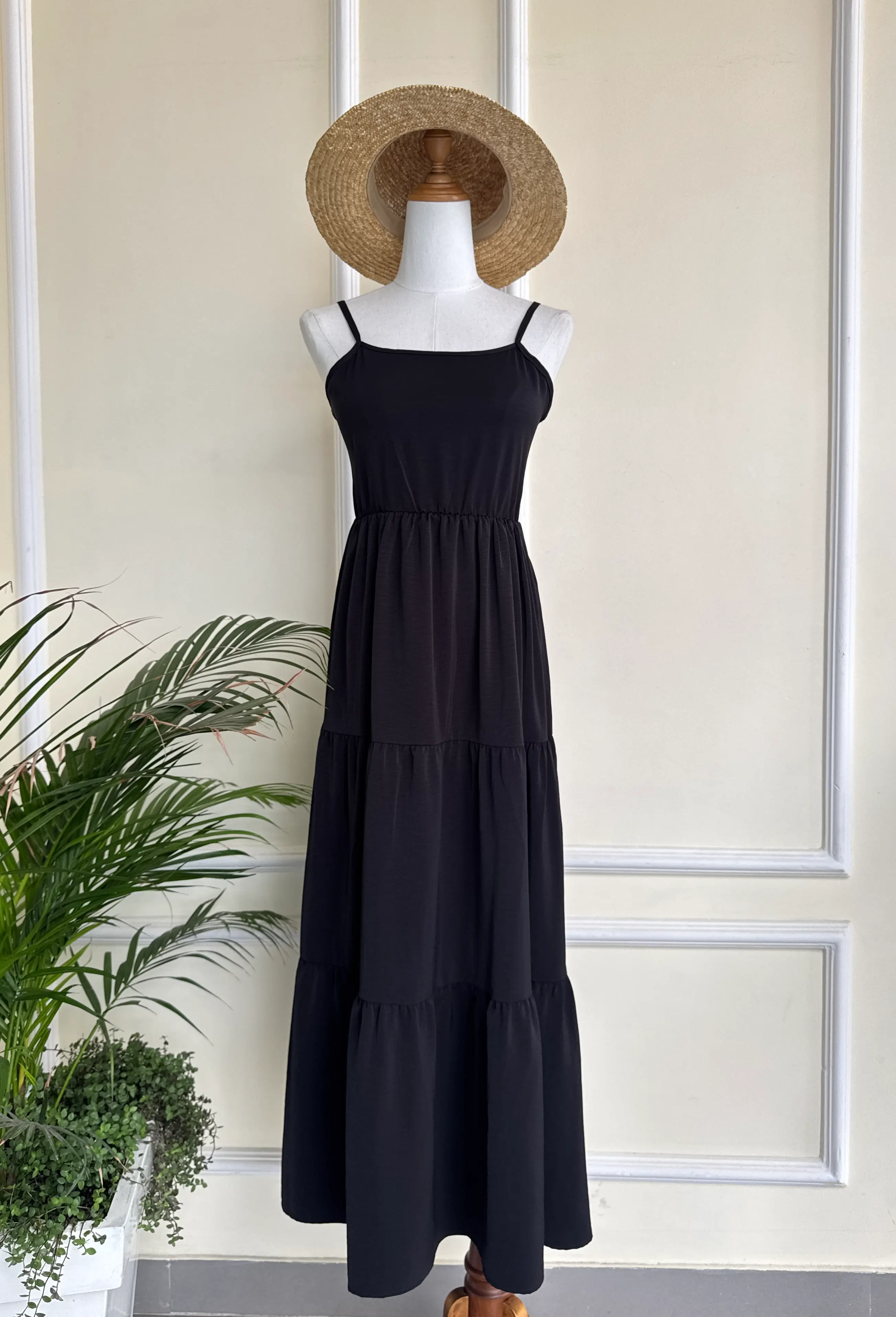 HB SS25-349 SOLID MAXI DRESS