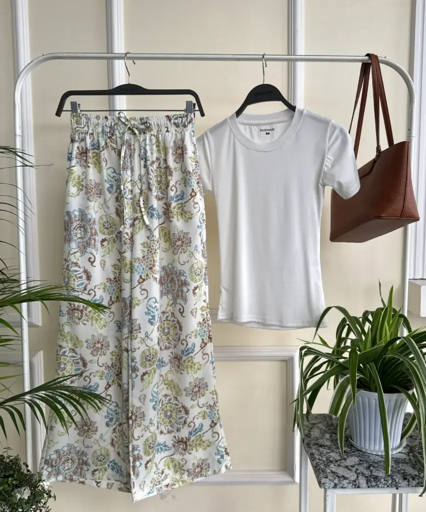 HB SS25-361 PRINTED WIDE LEG PALAJJO