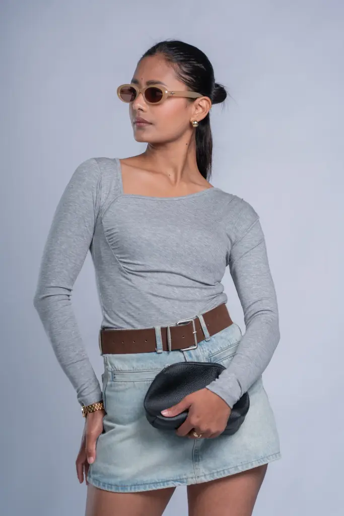 HB SS25-436 COWL NECK FULL SLEEVE TOP