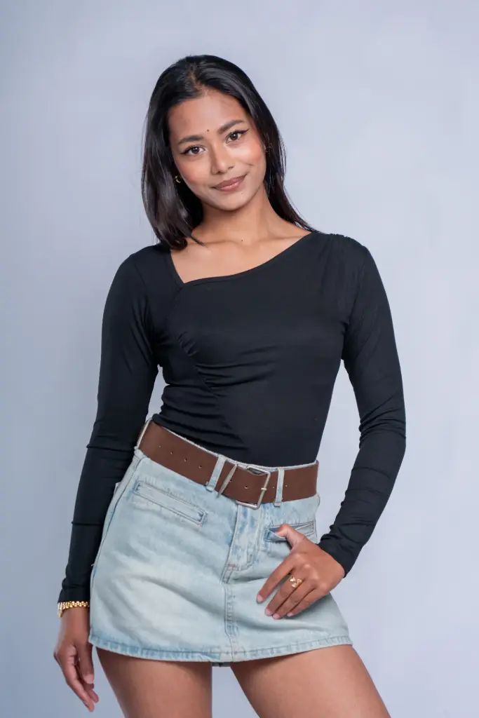HB SS25-436 COWL NECK FULL SLEEVE TOP
