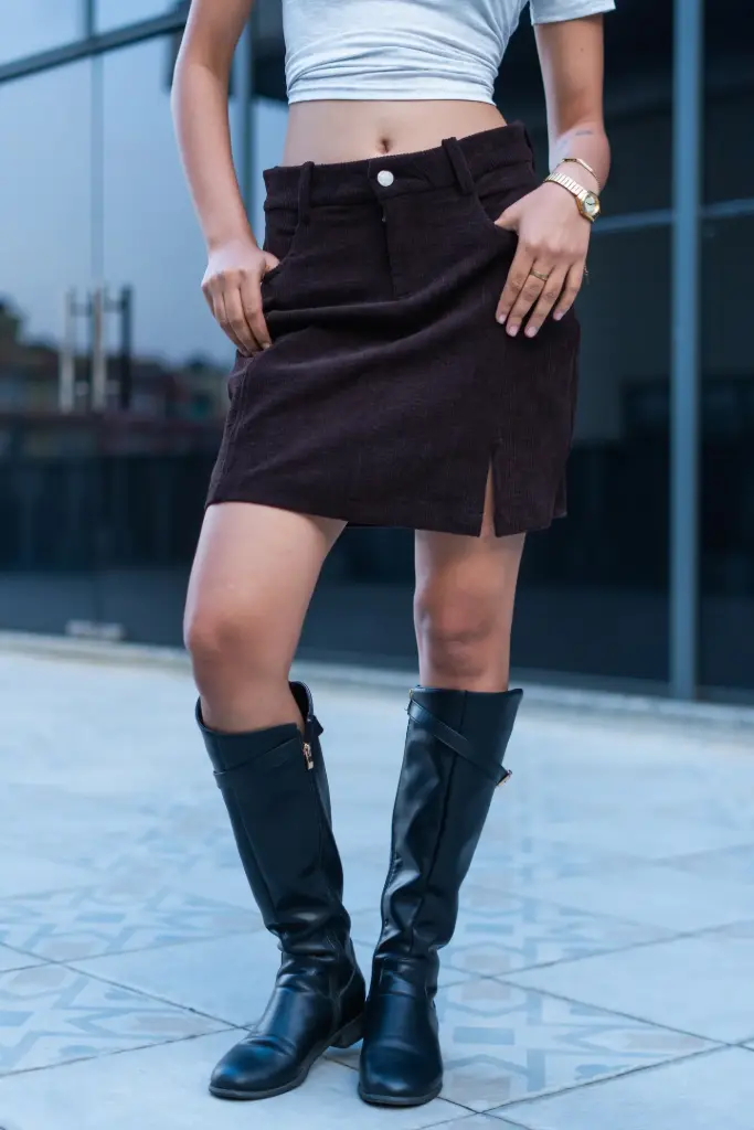 3.42870 BMO SS25-78 CORDUROY MINI SKIRT (BLACK, S)