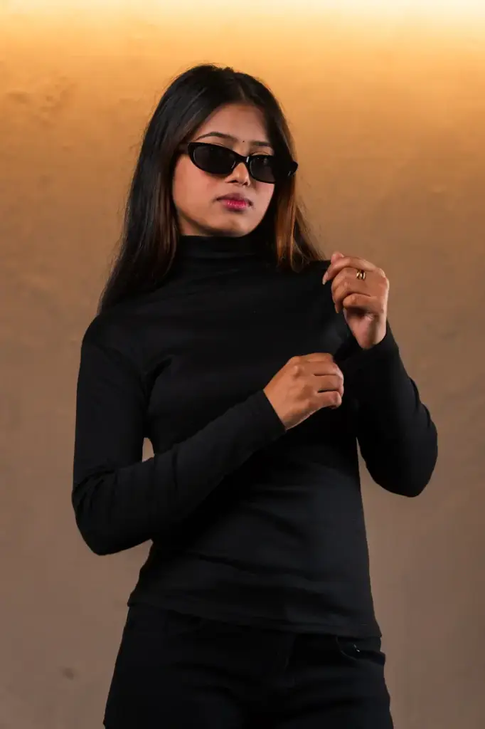3.43280 HB SS25-383 FUZZ TURTLENECK TEE (BLACK, S)
