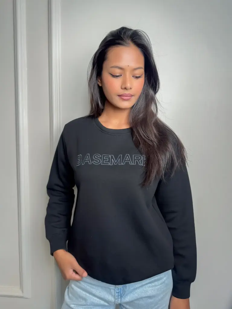 3.43778 HB SS25-377 SOLID EMBROIDERY SWEATSHIRT (BLACK, S)