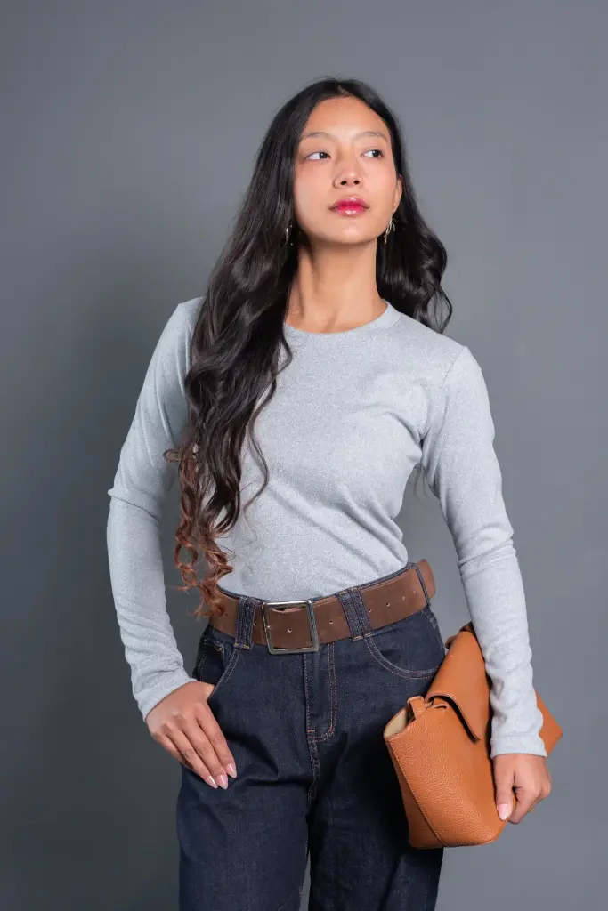 3.51244 HB AW25-66 FLEECE ROUND NECK TEE (GREY, S)