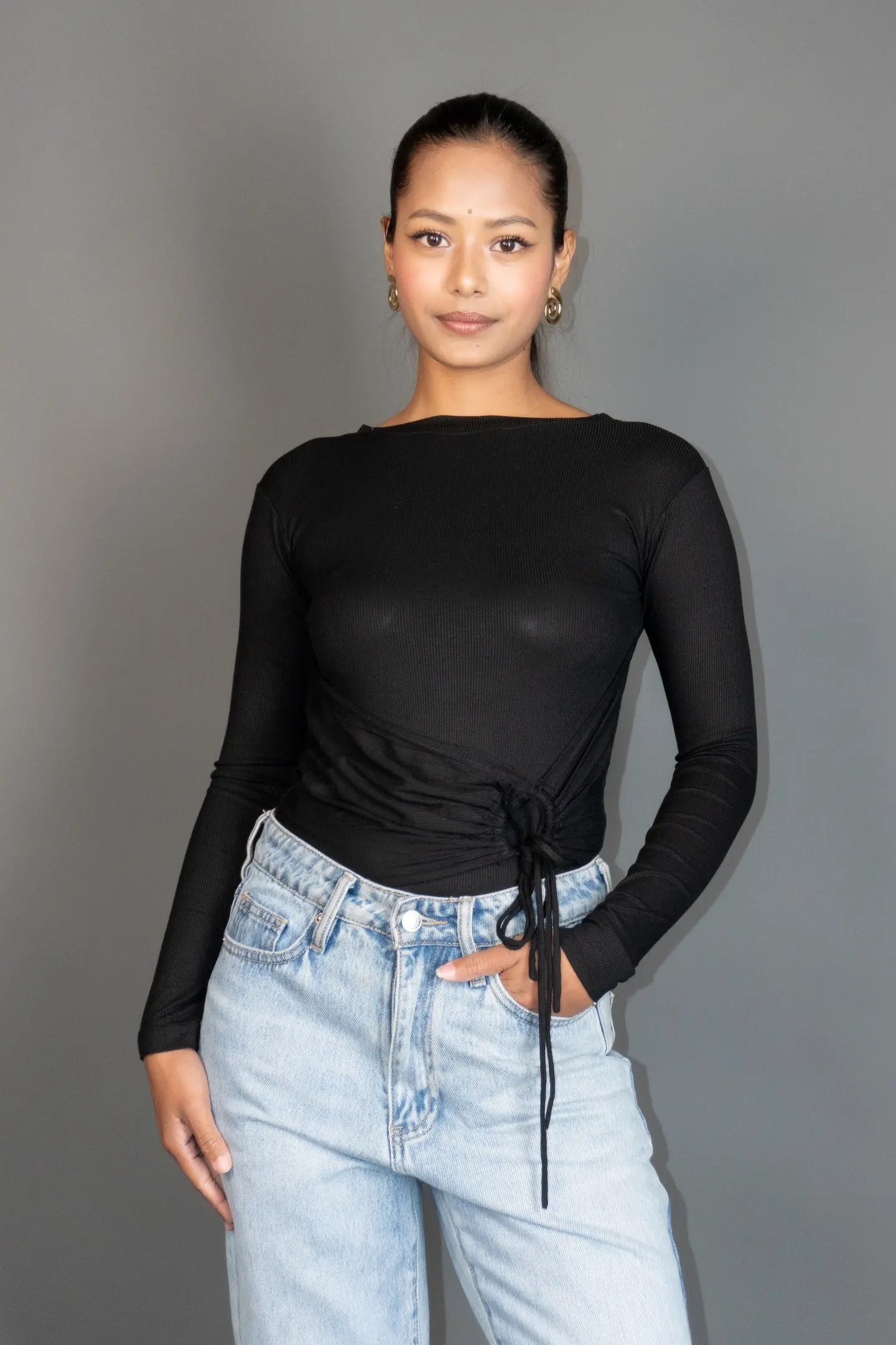 HB AW25-89 RUCHED DRAWSTRING TOP