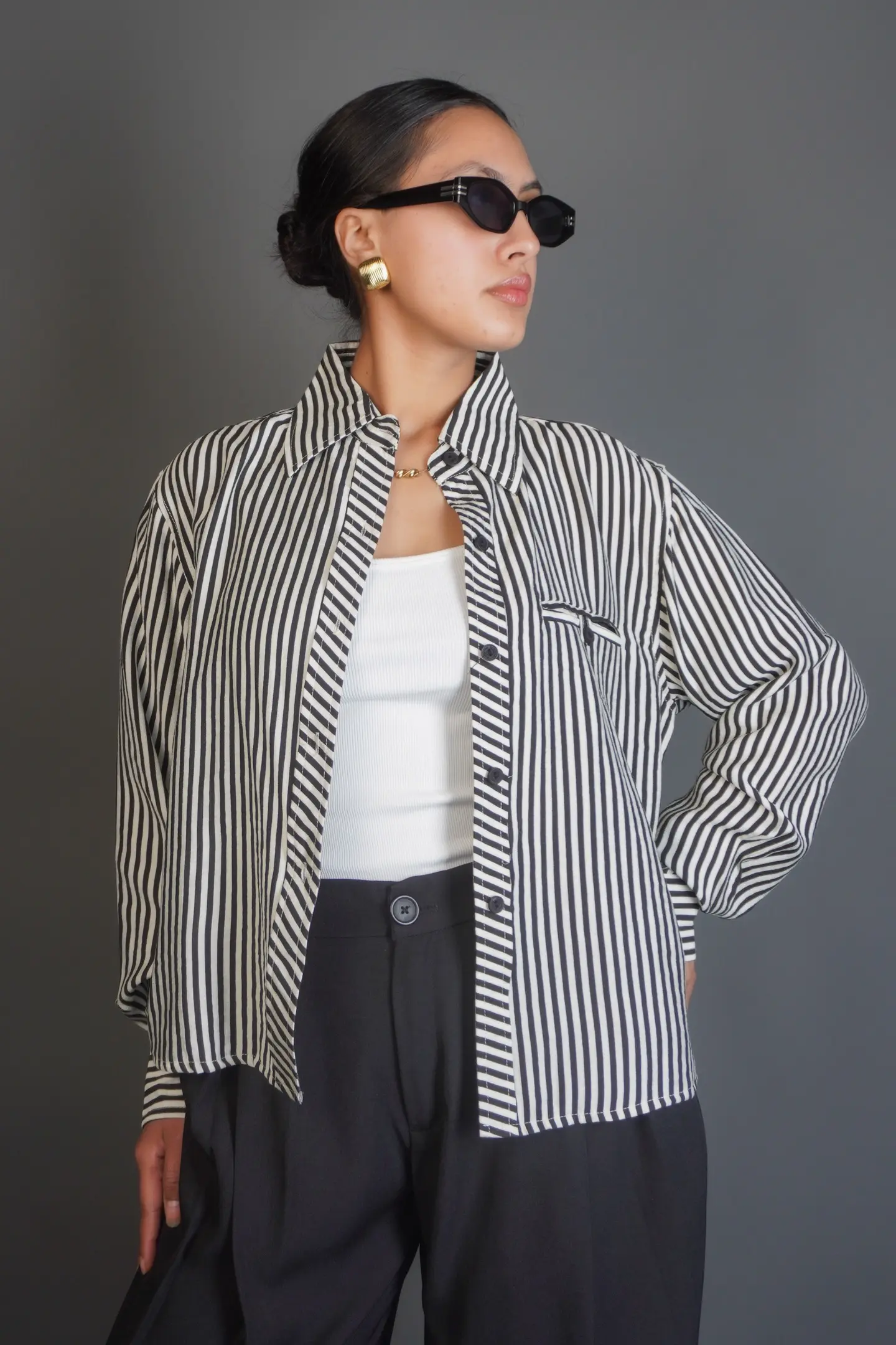 HB SS26-16 CROP STRIPE SHIRT