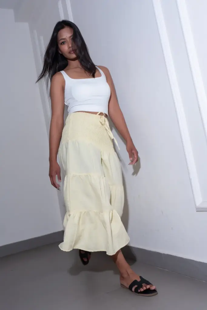 HB SS26-24 SMOKED WAIST MAXI SKIRT