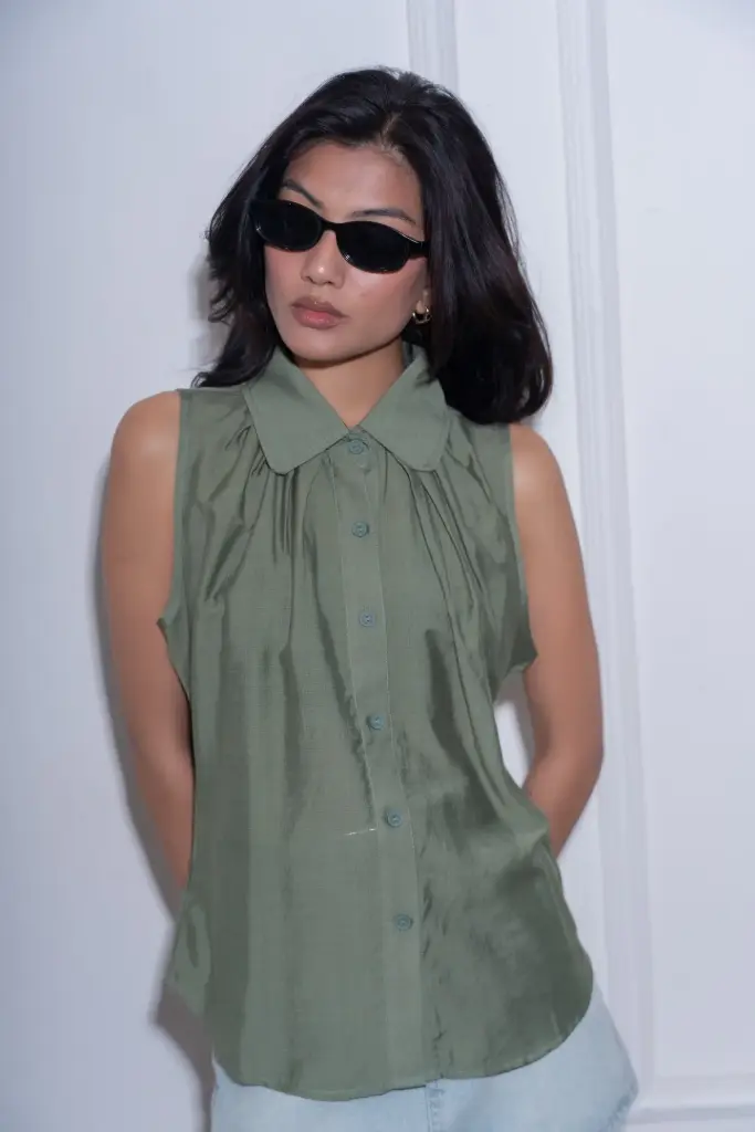 HB SS26-30 PLEATED SOLID SHIRT