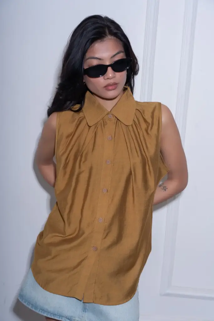 HB SS26-30 PLEATED SOLID SHIRT