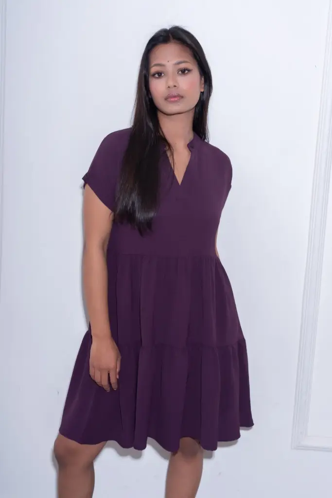 HB SS26-65 SOLID TIERED DRESS