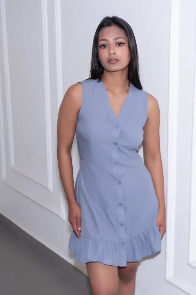 HB SS26-40 RUFFLE HEM DRESS