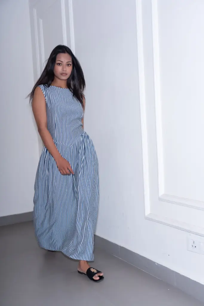 HB SS26-60 STRIPE BOAT NECK DRESS