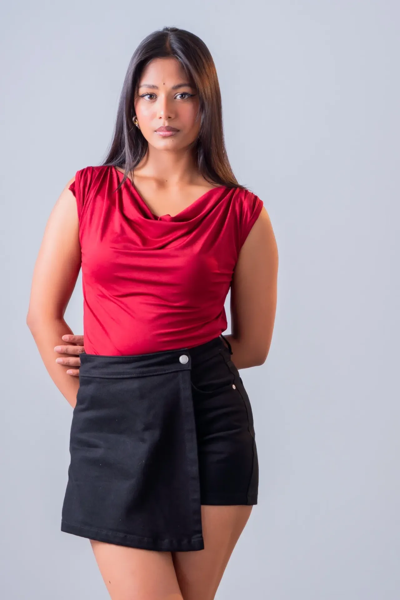 3.96910 HB SS26-231 KORI COWL TOP (MAROON, S)