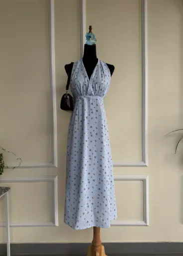 BMKS SS25-06 HALTER FLORAL DRESS