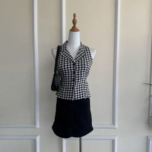 BMKS SS25-08 CHECKERED WAIST COAT