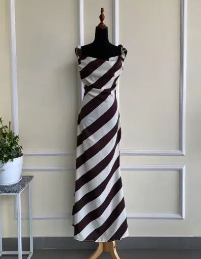 HB SS25-152 COWL NECK FRILL DRESS 