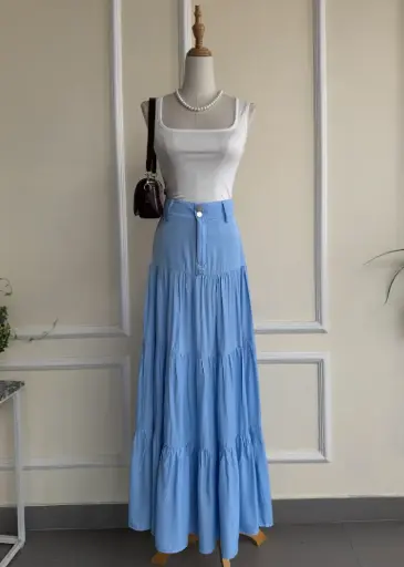HB SS25-85 TWO BUTTONS MAXI SKIRT