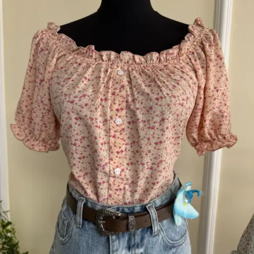 HB SS25-199 FLORAL FRILL TOP