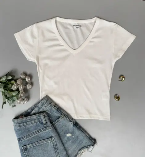 HB SS25-187 CROP V NECK TEE