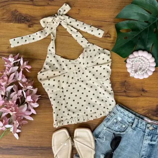 HB SS25-225 POLKA HALTER TOP
