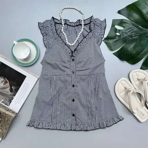 BMKS SS25-17 LANA GINGHAM TOP