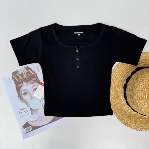 HB SS25-210 HENLEY CROP TEE