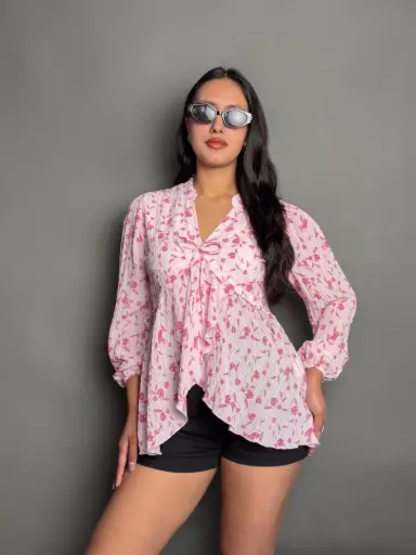 HB SS25-254 CHINESE FLORAL TOP