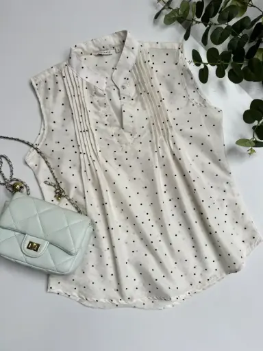 HB SS25-239 PLEATED POLKA TOP
