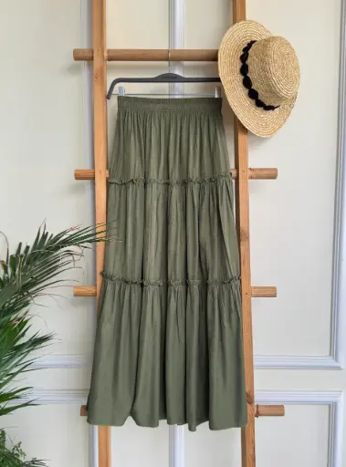 HB SS25-292 TIERED RUFFLE MAXI SKIRT