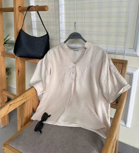 HB SS25-300 LINEN LOOSE BLOUSE