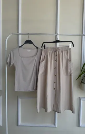 HB SS25-307 LINEN MIDI SKIRT