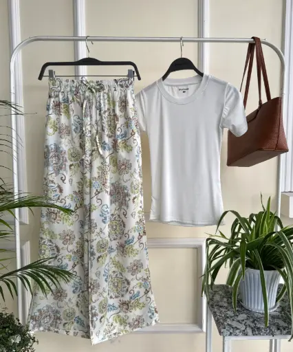 HB SS25-361 PRINTED WIDE LEG PALAJJO