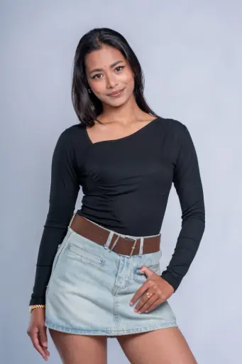 HB SS25-436 COWL NECK FULL SLEEVE TOP