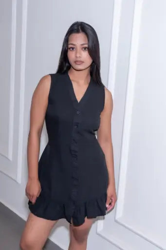 HB SS26-40 RUFFLE HEM DRESS