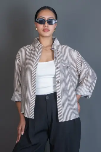 HB SS26-16 CROP STRIPE SHIRT