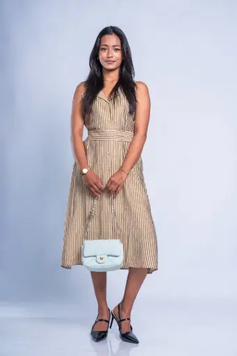 HB SS26-20 STRIPE CINCHED WAIST DRESS