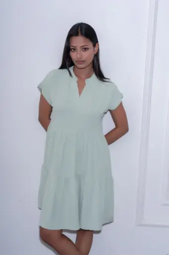 HB SS26-65 SOLID TIERED DRESS