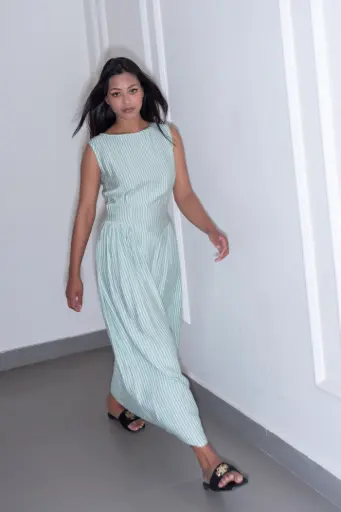 HB SS26-60 STRIPE BOAT NECK DRESS