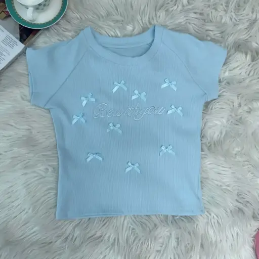 9917 CROP PRINTED TEE