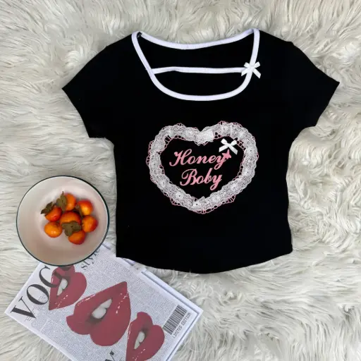 9931 CROP PRINTED TEES